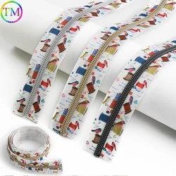 5# Nylon Teeth Sewing Coil Bird Print Open-end Zippers Tape With Slider For Handbag Garment Bags Home Textile Tailor Accessories