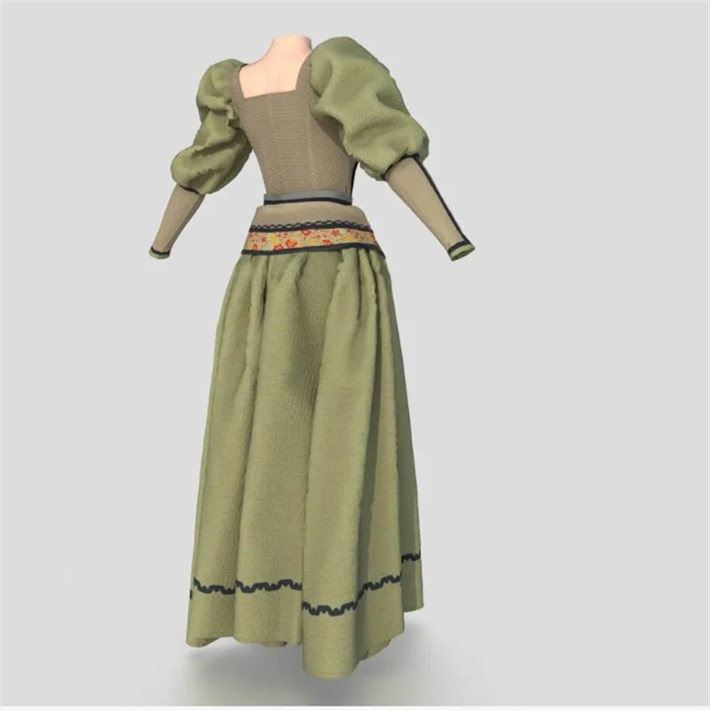 1886s Victorian Vintage Green Regency Renaissance Dress Tea Party Ball Gown Civil War  Theater Ball Gown