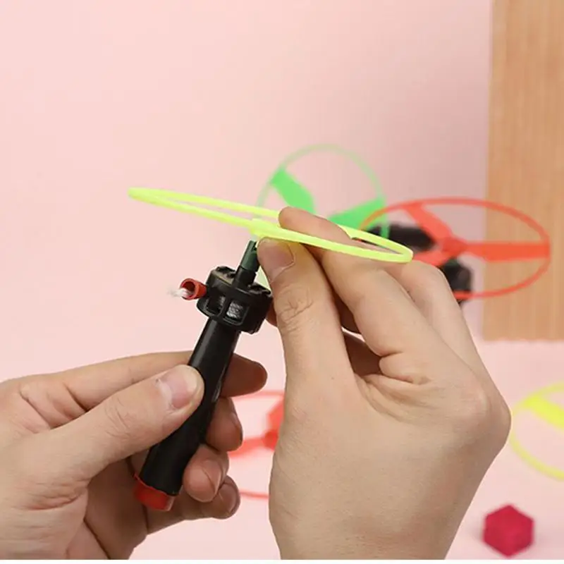 10 jeux de cordes de traction, disque volant, hélice, hélicoptère, jouet pour enfants, haut rotatif volant, jouets de sport de plein air, cadeaux de fête