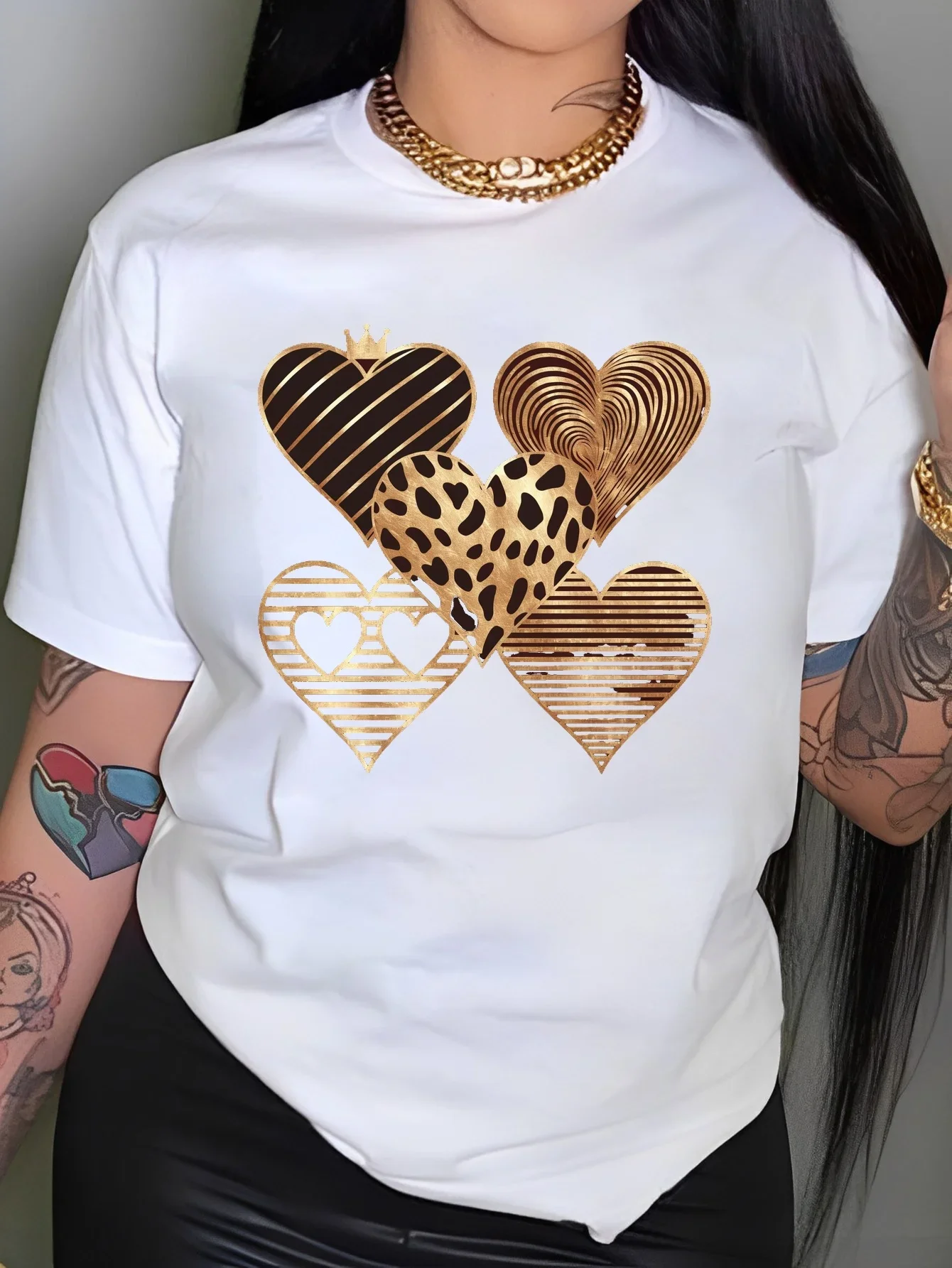 Women's Comfit T-shirt Five Distinct Heart Designs Aesthetic Clothes  Summer Casual Streetwear Tops Tees ﻿Short Sleeve