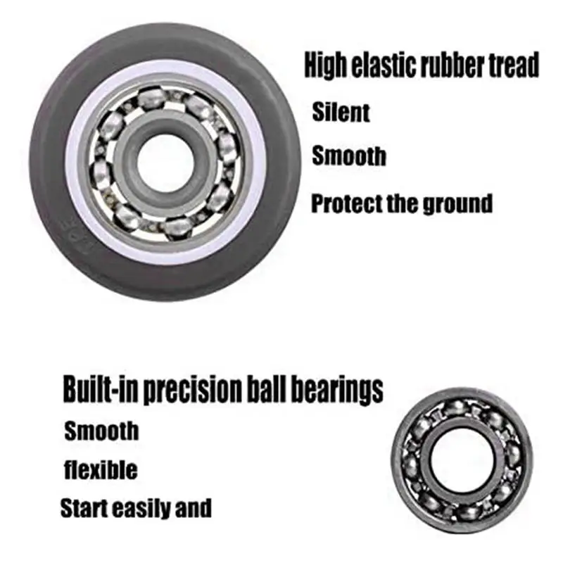 DT17 24 Pcs Mini Furniture Casters, Small 25mm Fixed Directional Casters, TPR Wheels, for Furniture, 60kg Load