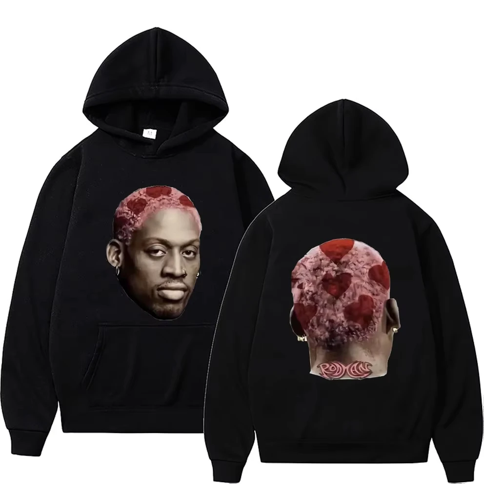 

The Worm Dennis Rodman Big Face Double Sided Print Hoodie Men Women Fashion Oversized Streetwear Male Vintage Pullover Hoodies