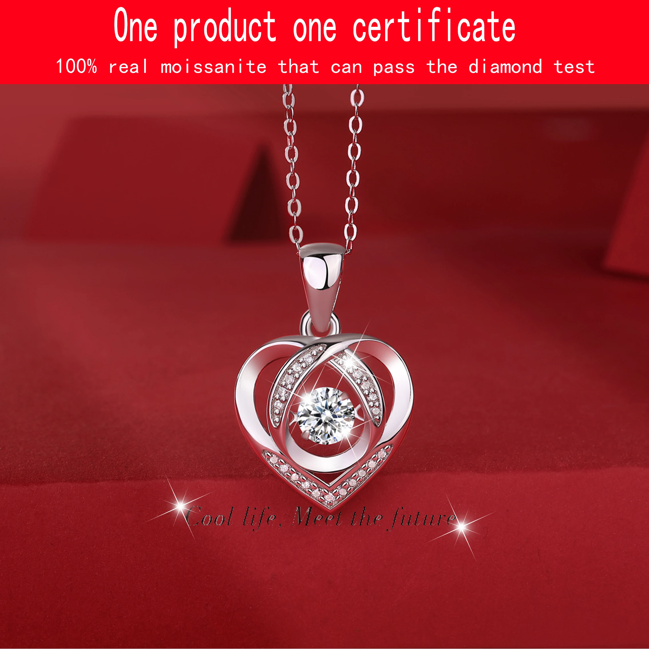 GRA Certified 0.5 CT Moissanite Necklace Love Heart shape Pendant 925 Sterling Silver Charm Party Wedding For Women Fine Jewelry