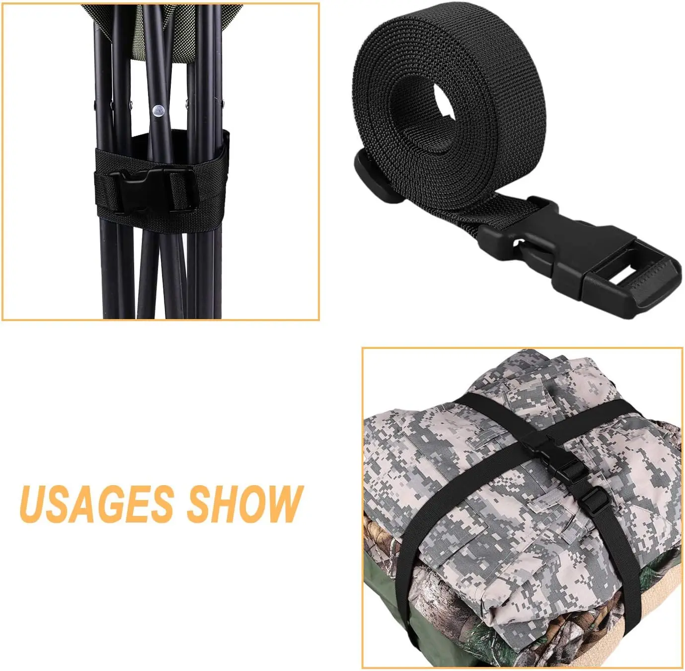 Adjustable 1-Inch Packing Straps, 24" to 100" Lengths for Secure Shipping and Storage