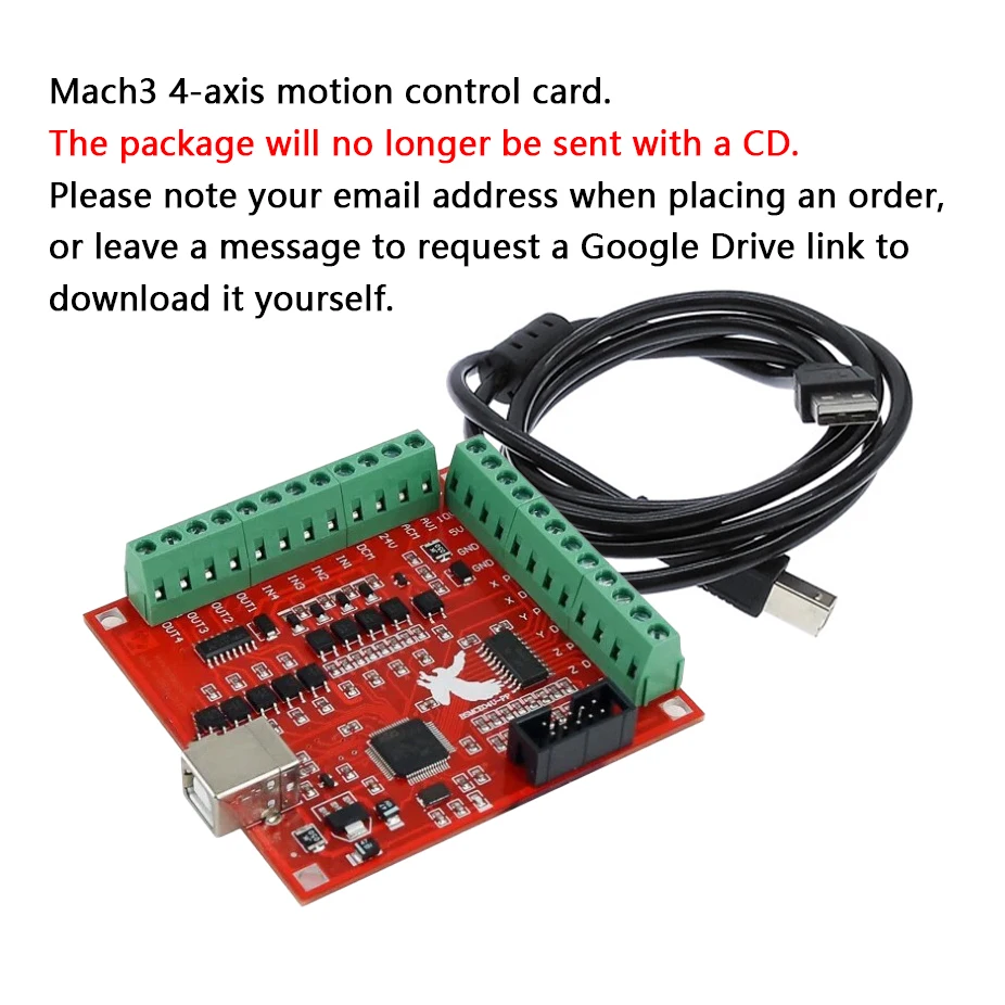 Breakout board CNC USB MACH3 4AXIS Controller Card Support Stepper and Servo Motor 100Khz With USB Cable software on the CD