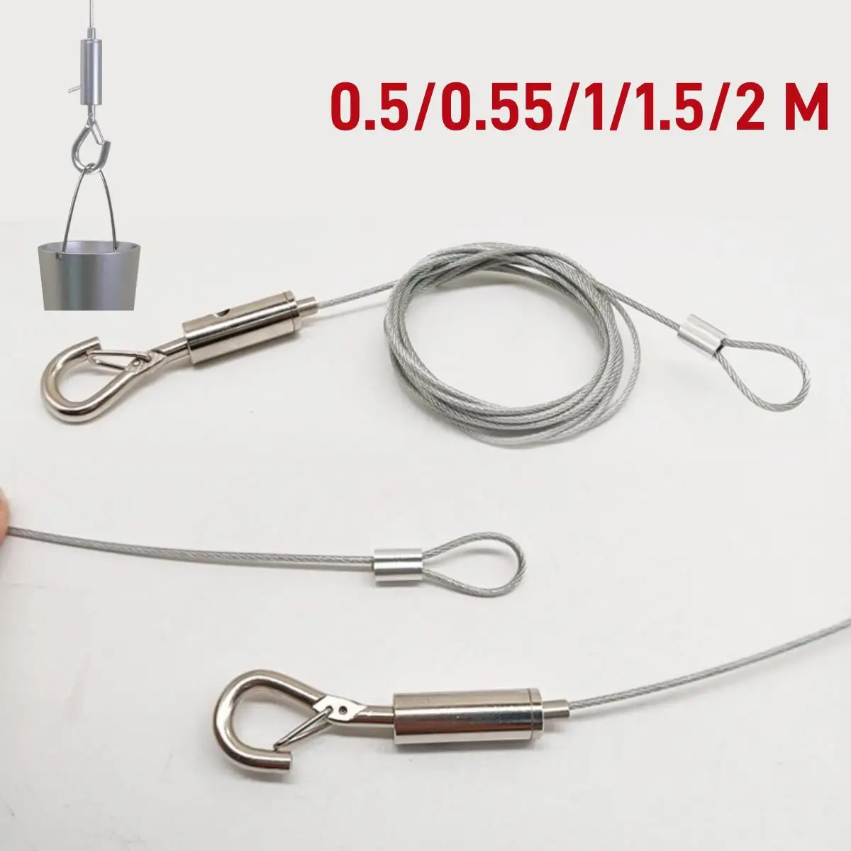 Adjustable Automatic Wire Rope Spring Hook Clothesline Picture Hanging Solution System Suspension Code Stainless Steel Cable