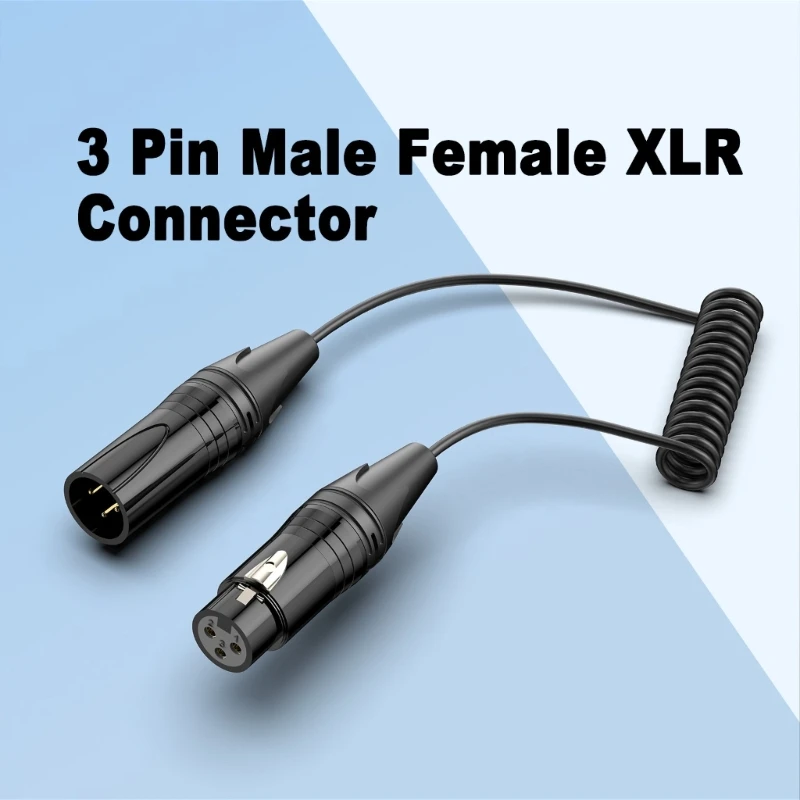 Flexible 3Pin 3Pin Male Female Auditory Cord With Spring Coil For Mic Mixer