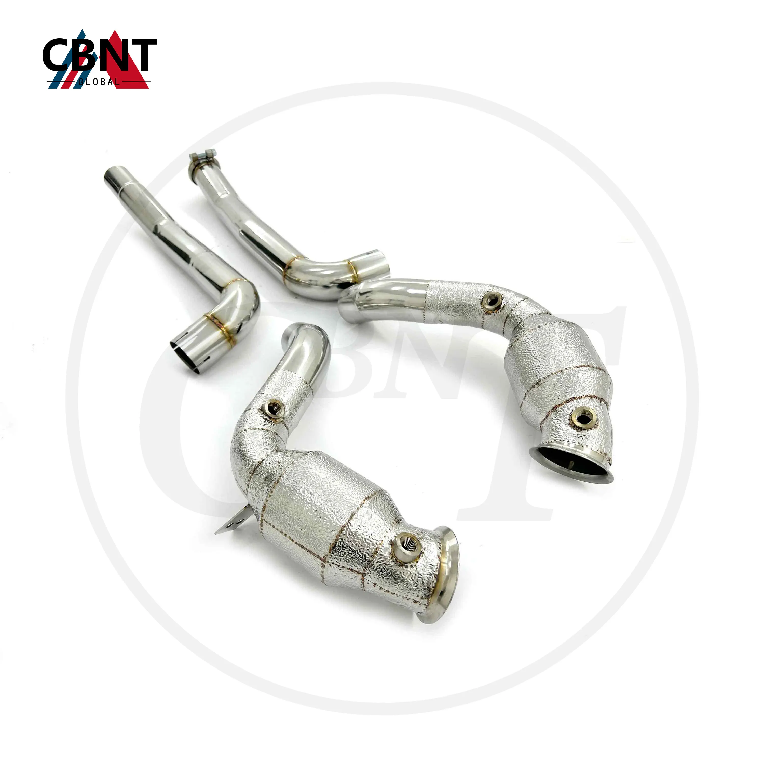 

CBNT for Mercedes Benz AMG GT GTS GTC GTR 4.0T Catted Downpipe Exhaust System with Heat Shield SS304 Tuning Exhaust Header