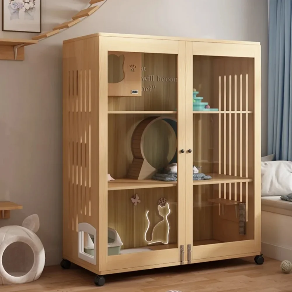 

Solid wood at cage villa oversized luxury breeding cat nest household cabinet cat house house indoor at house