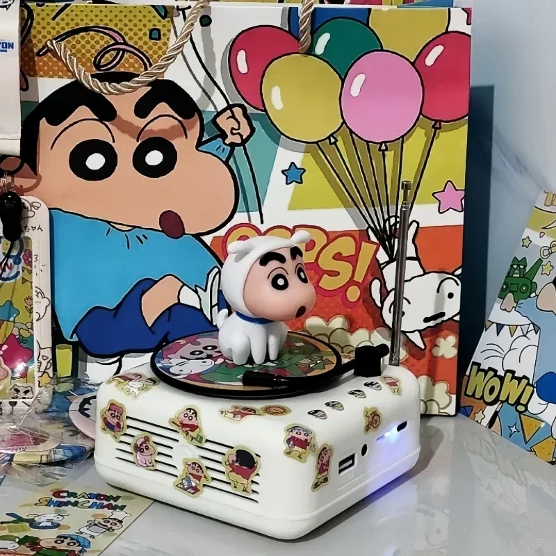 2024 Hot Sales Crayon Shin-chan Bluetooth Speaker Mini Record Player Cute Desktop Bluetooth Mobile Portable Audio Birthday Gift