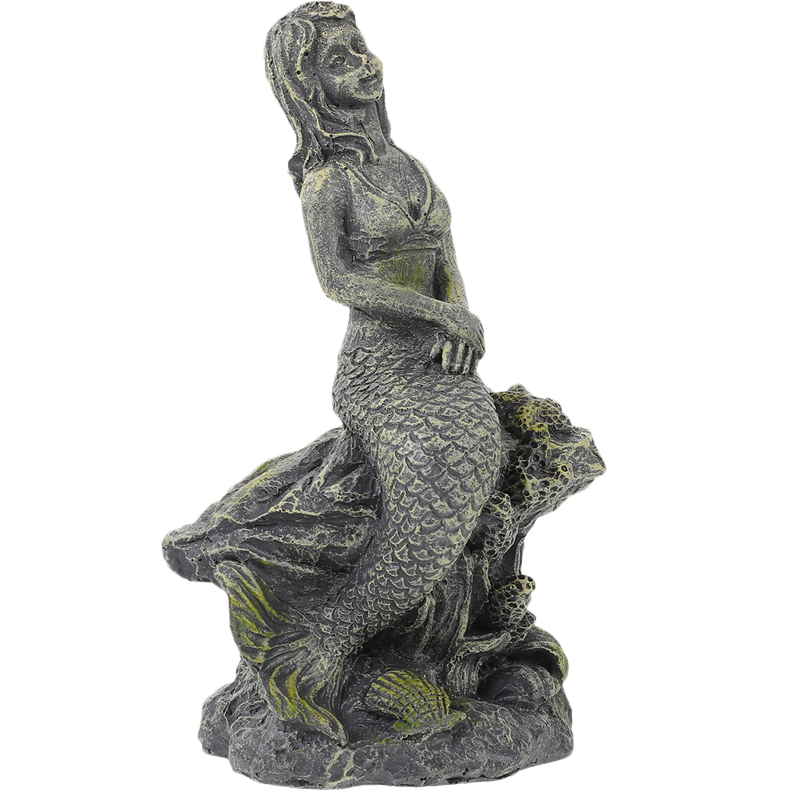 

Mermaid Statue Aquarium Ornament Resin Fish Tank Decor Small Underwater Sculpture for Tabletop Bookshelf Room Office Space