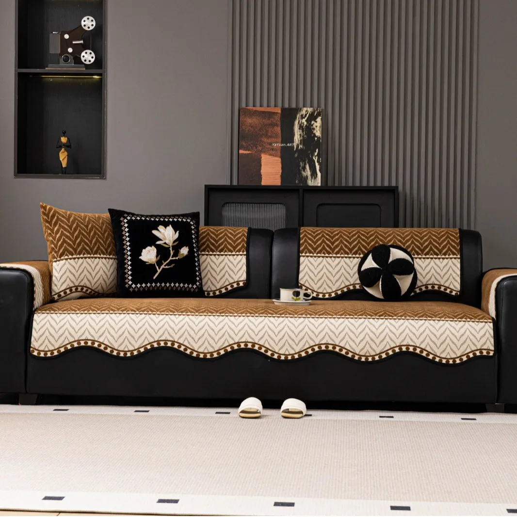 1pcs Chenille Sofa Cushion All-Season Universal Non-Slip Anti-Cat Scratch Sofa Cover Dustproof Machine Washable Seat Pad