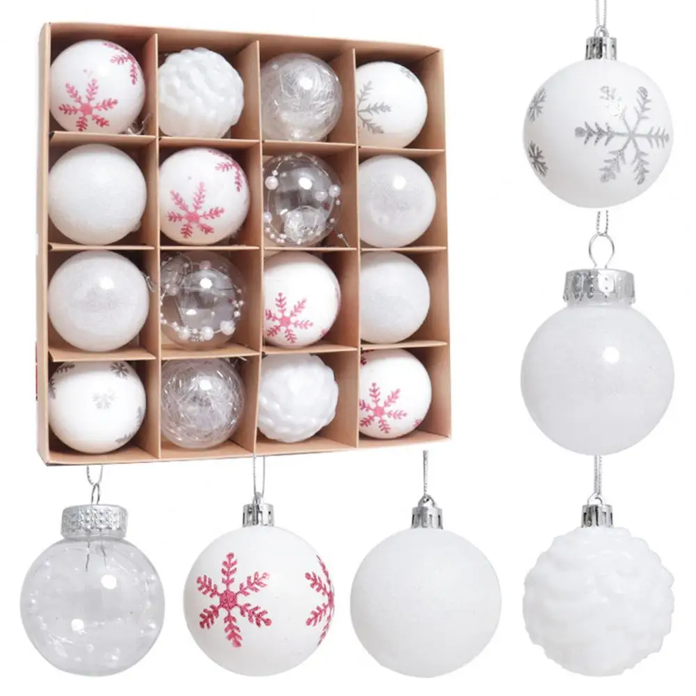 Bolas de decoración de árbol de Navidad, juego de adornos de bolas de Navidad para vacaciones, decoración de fiesta en casa, lentejuelas de copo de nieve para Navidad