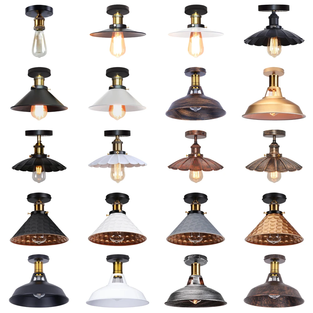 Vintage industrial LED Ceiling Lights Metal Home Loft Decor Chandeliers Village Retro Loft Metal Ceiling Lamp Lampara techo E27