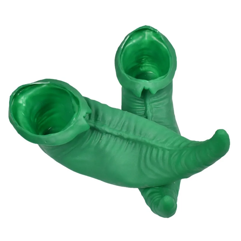 هالوين مضحك نمط الدعائم الأخضر مهرج أحذية مهرجان مرحلة الأداء مهرج خلع الملابس الأحذية الجلدية الخضراء