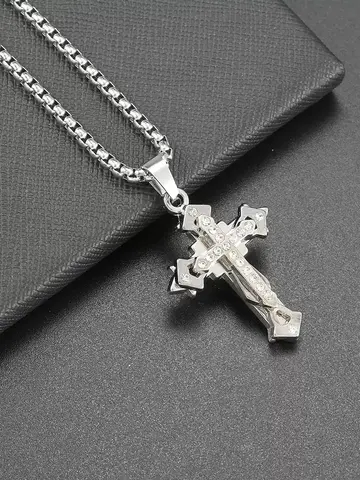 High Quality Cross Titanium Steel Non Fading Necklace,Domineering and Trendy Men's hip-hop Pendant Chain,New Handsome Men Women