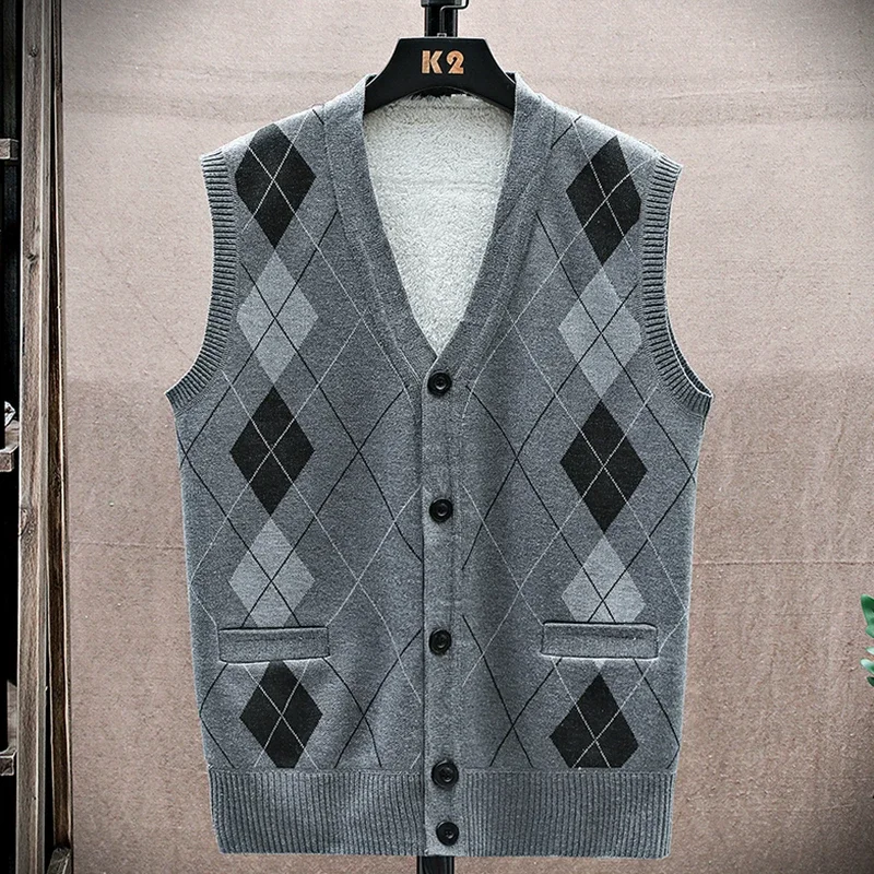 Autumn Winter Sweaters Men Casual Sleeveless Sweater Male V Neck Collar Knitted Vests Man