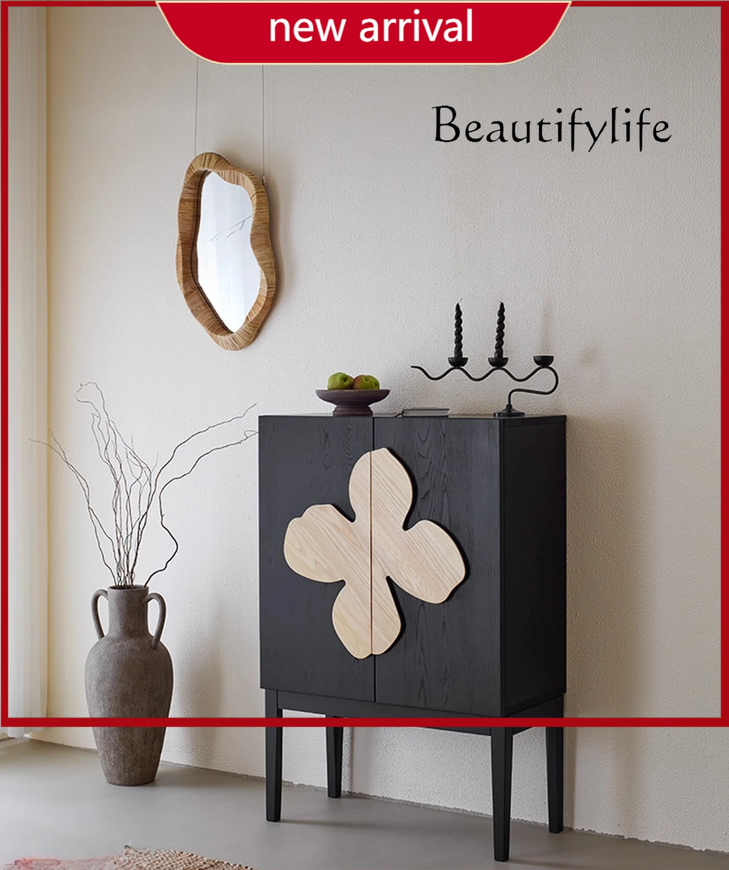 

Wi Light sandalwood medium ancient style retro solid wood dining side cabinet, living room storage cabinet, entrance cabinet