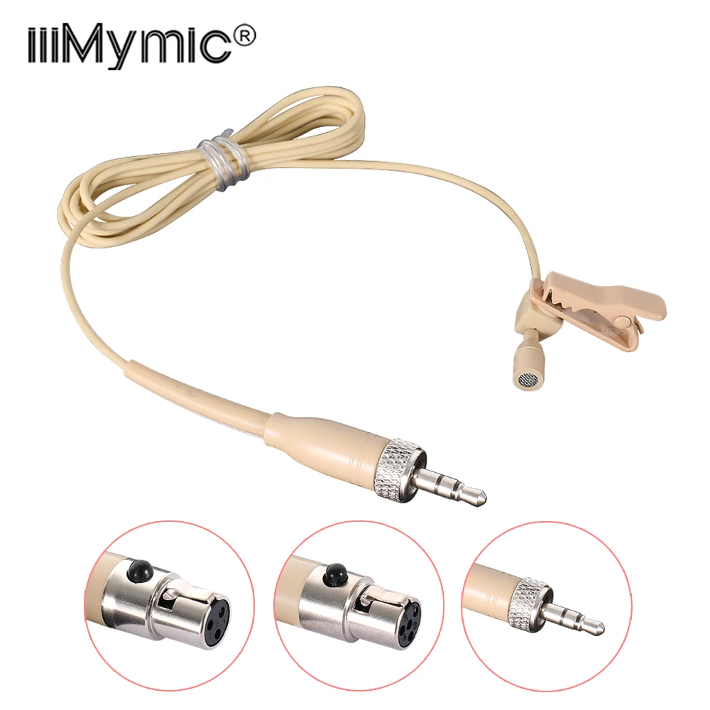IiiMymic-micrófono con Clip de corbata de solapa, Color piel, micrófono Lavalier, Cable grueso para AKG Shure Sennheiser, transmisor inalámbrico BodyPack