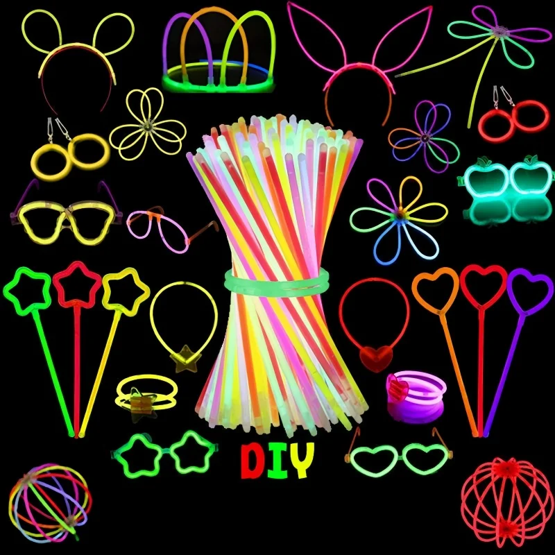 98-bastoes-fluorescentes-multicoloridos-para-festa-bastoes-luminosos-brilhantes-e-coloridos-pulseiras-flexiveis-que-brilham-no-escuro-artigos-de-festa-e-brinquedos