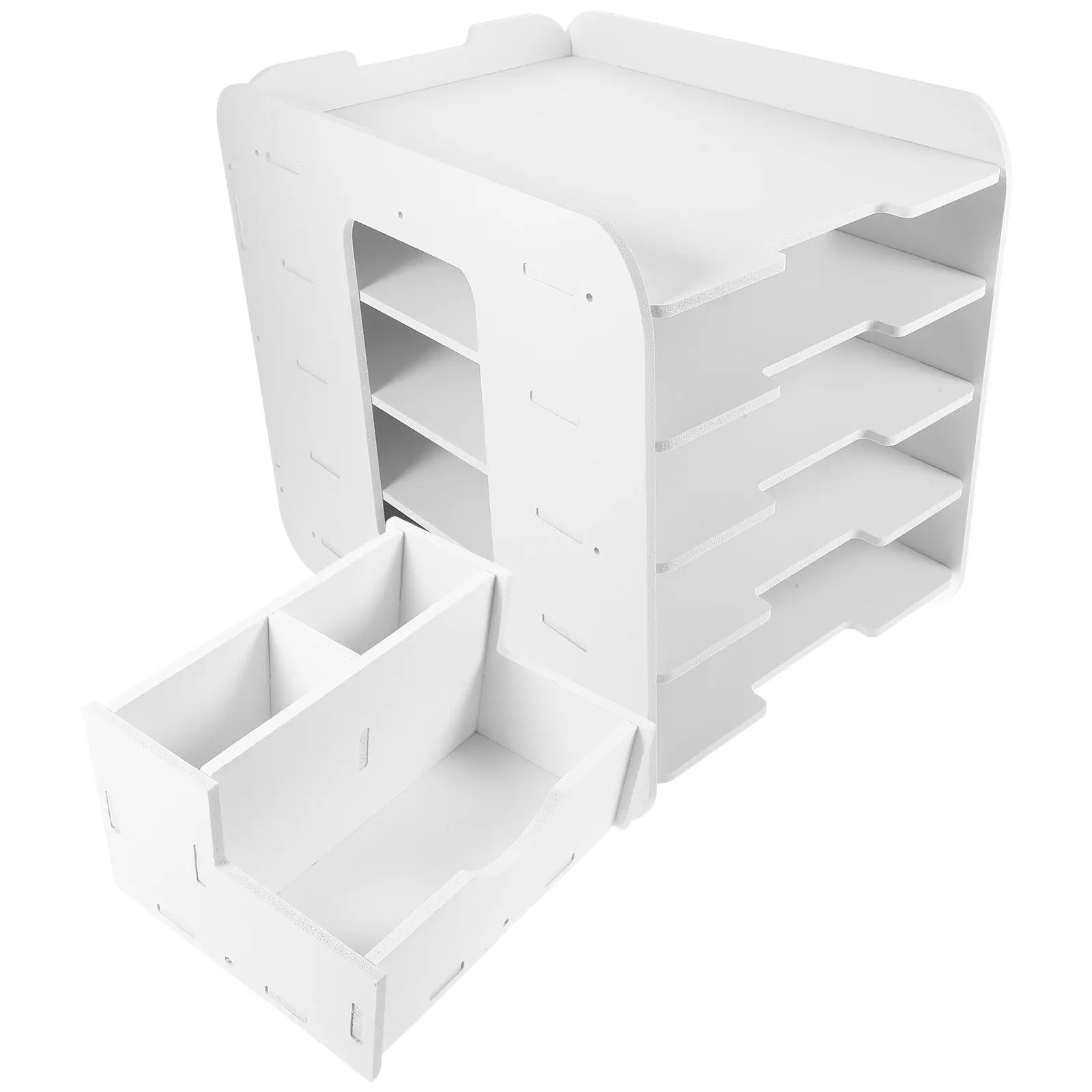 

Desktop File Organizer Multi-Tiered Stackable Document Rack Large Capacity A4 Paper Storage Holder Office Desk File Stand