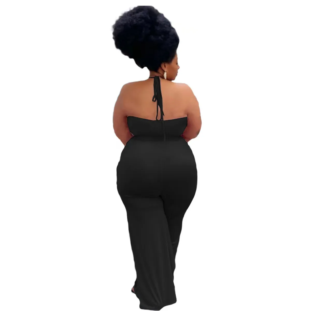 SOMO Plus Size Solid Color Sexy Halter Jumpsuits Women Clubwear Backless Bandage Rompers Without Sashes Wholesale Dropshipping