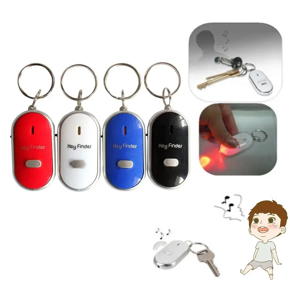 Mini Whistle Anti Lost KeyFinder Alarm Wallet Pet Tracker Smart Flashing Beeping Remote Locator Keychain Tracer Key Finder + LED