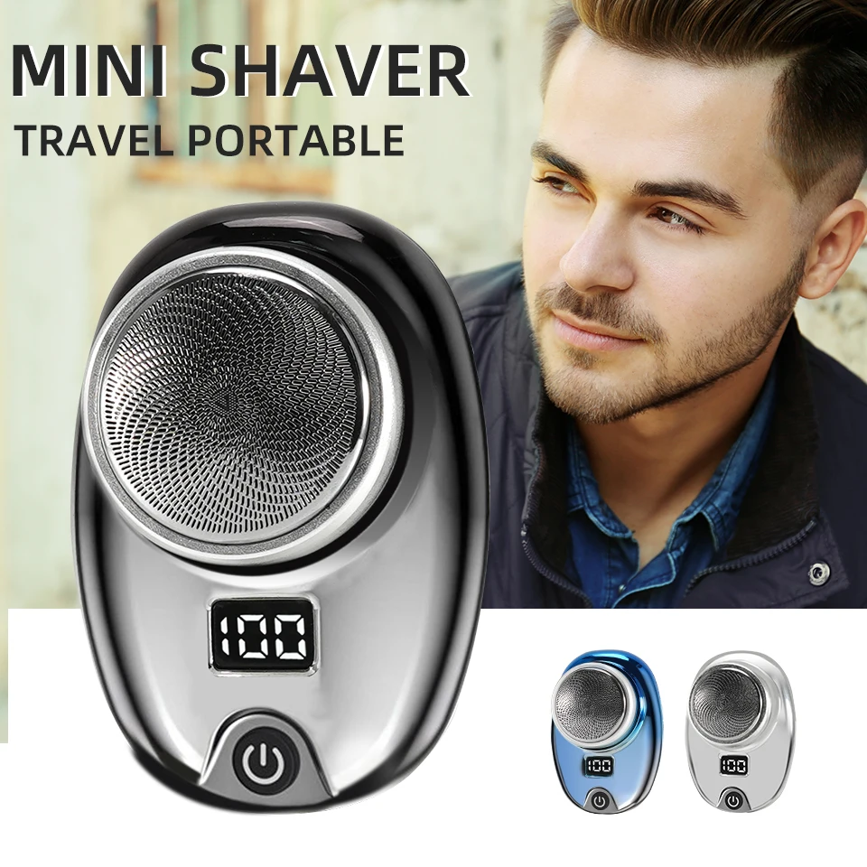 Portable Electric Shaver Pocket Electric Razor For Men Mini Beard Shaver LCD Power Display Type-C Rechargeable Travel Home Razor