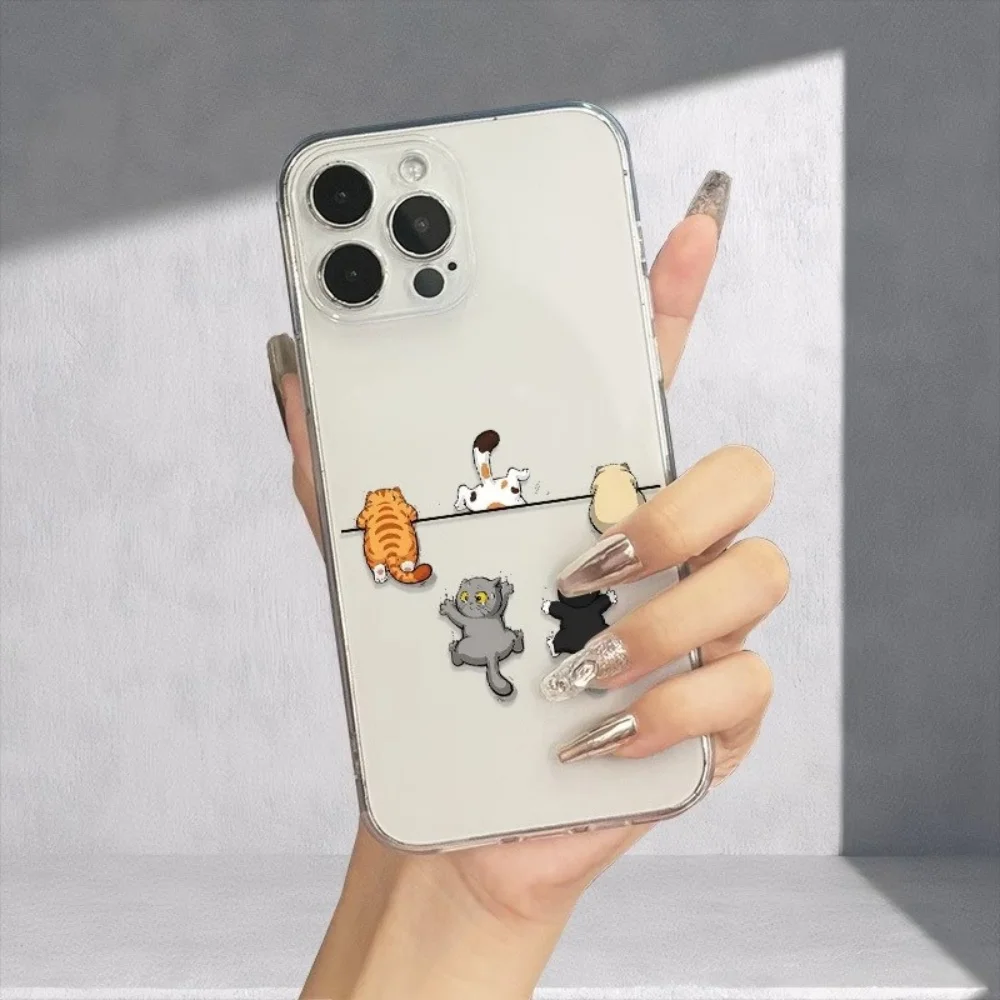 Five Cute Cat Pattern Phone Case For iPhone 11 12 13 14 15 16 17 Pro Xs Max Mini 8 7 Plus 16e 17e  Air Clear TPU NonSlip Cover - view 2