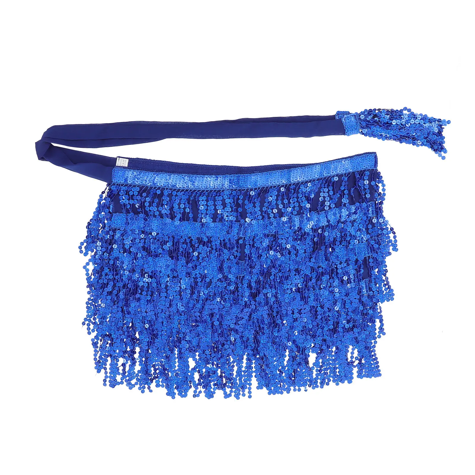 Sequins Belly Dance Hip Scarf Tassel Waist Wrap Skirt Belt for Performance Cosplay Party Belly Dance Hip Scarf