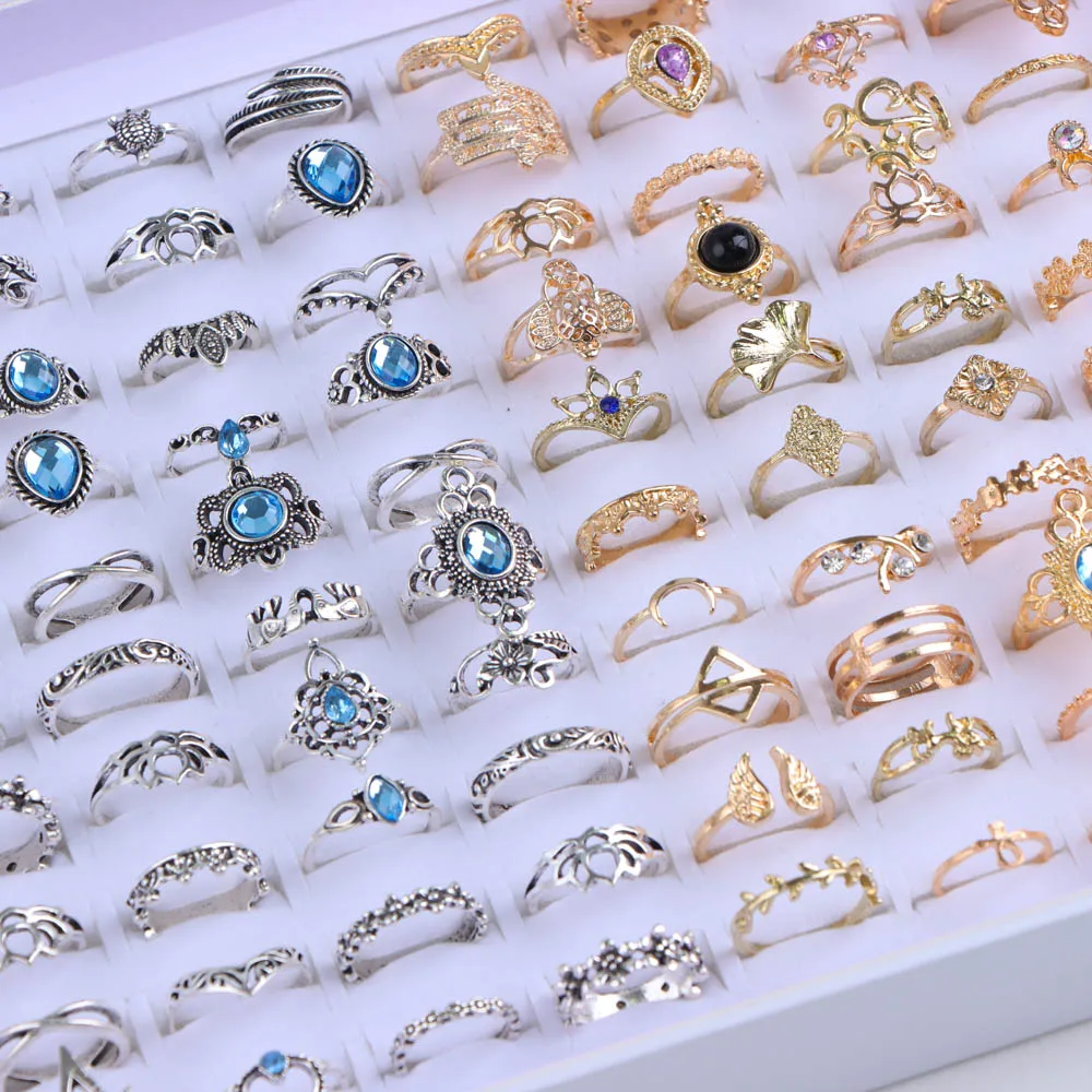 20pcs/lot vintage Bohemia geometrie květin aršík kroužky pro půvab ženy míchat styl barva móda šperků dar příslušenství velkoobchod