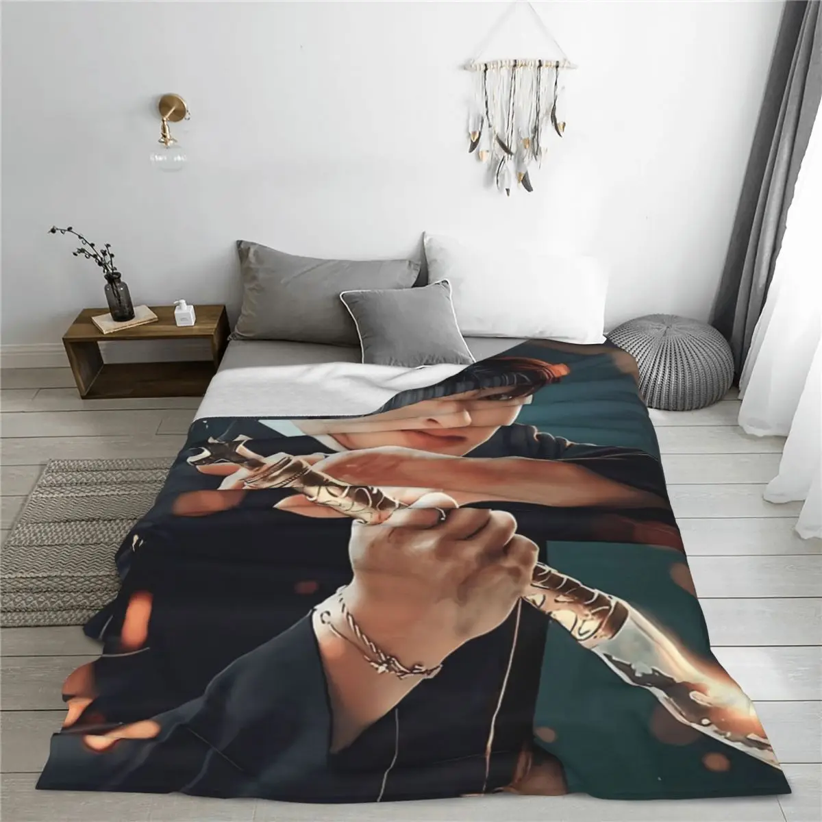 Divertenti coperte musicali Cha un Woo Kpop Singer coperte leggere e sottili in pile comode lavabili in lavatrice