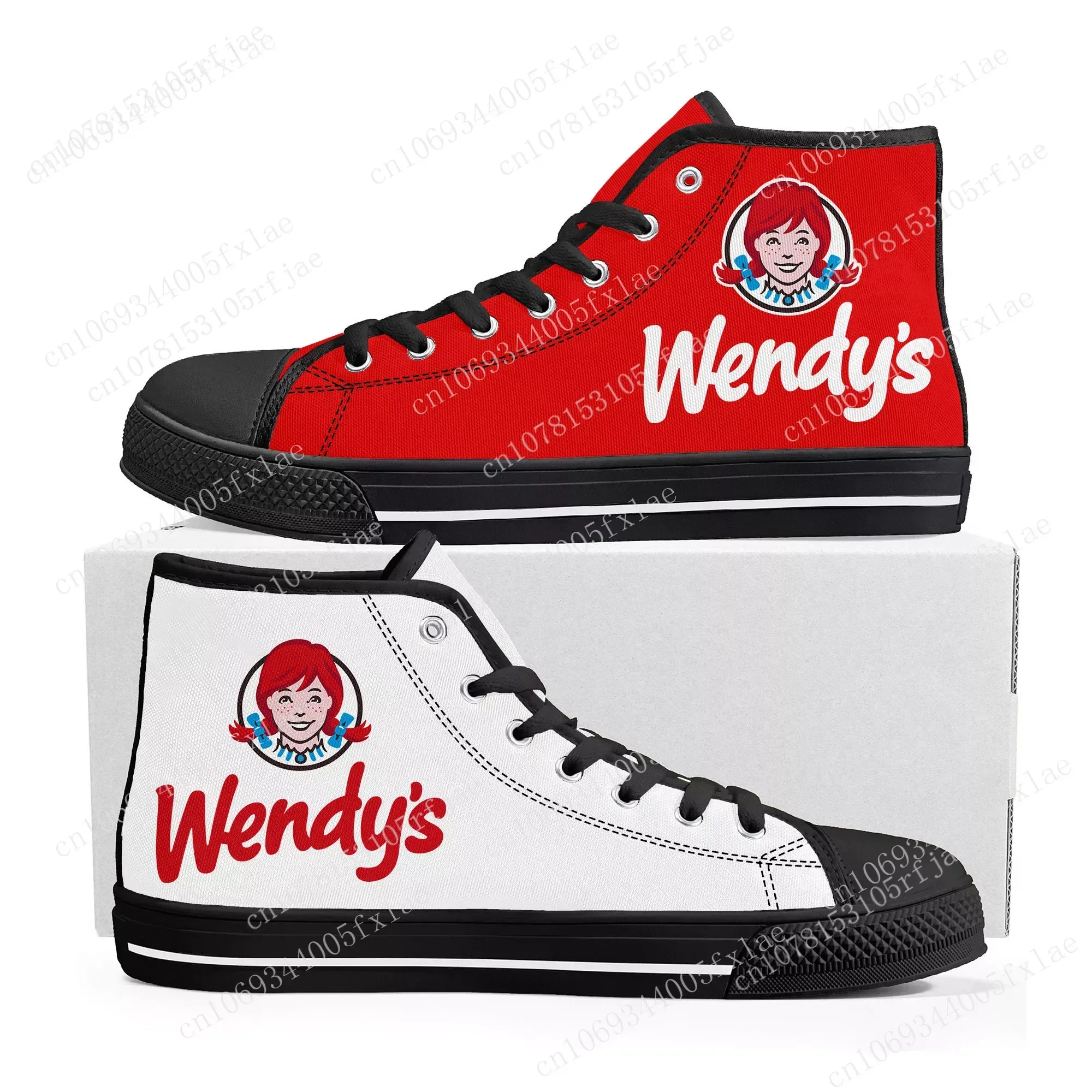 New Wendys Fast Food Restaurant Logo High Top High Quality Sneakers Mens Womens Teenager Canvas Customized Sneaker Couple Shoes