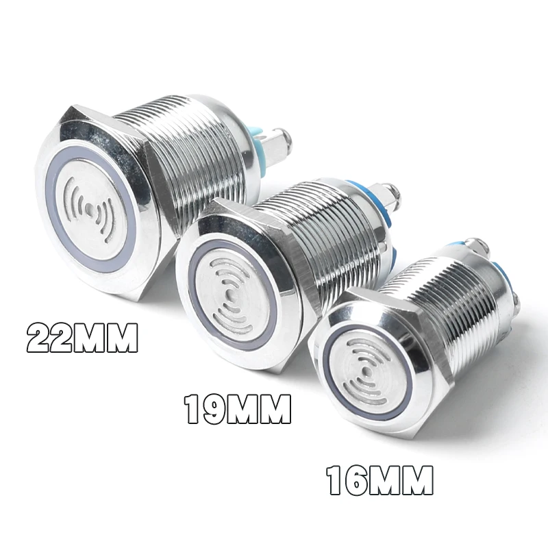 16mm/19mm/22mm Waterproof Metal Buzzer Loud LED Light Flash 12V 24V High Decibel DB Sound And Light Alarm Intermittent Flash