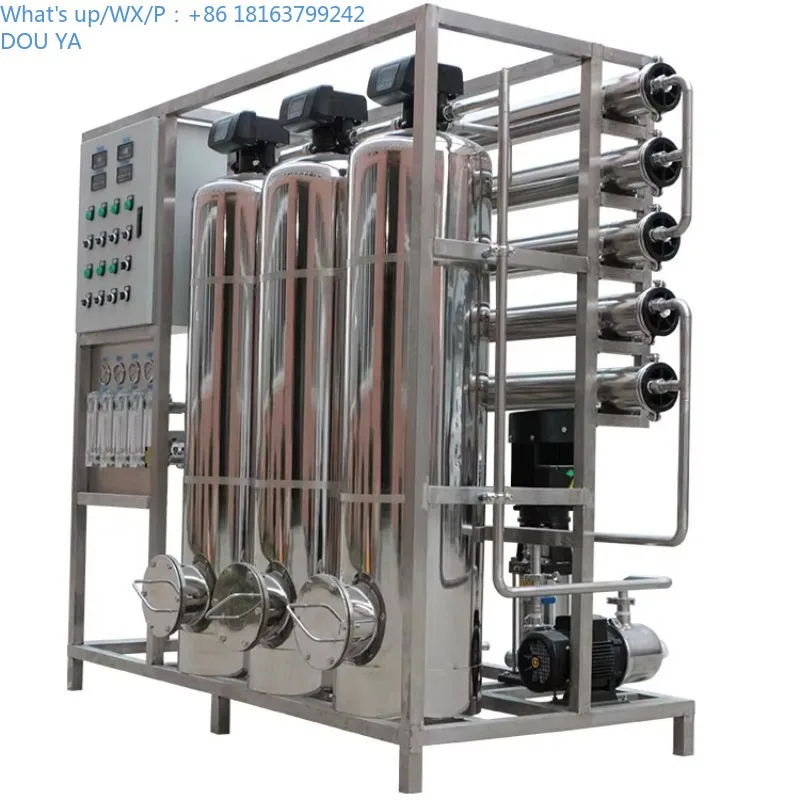 2026 1000LPH مرحلتين SS304 التناضح العكسي خط إنتاج المياه النقية الكامل للمياه المقطرة