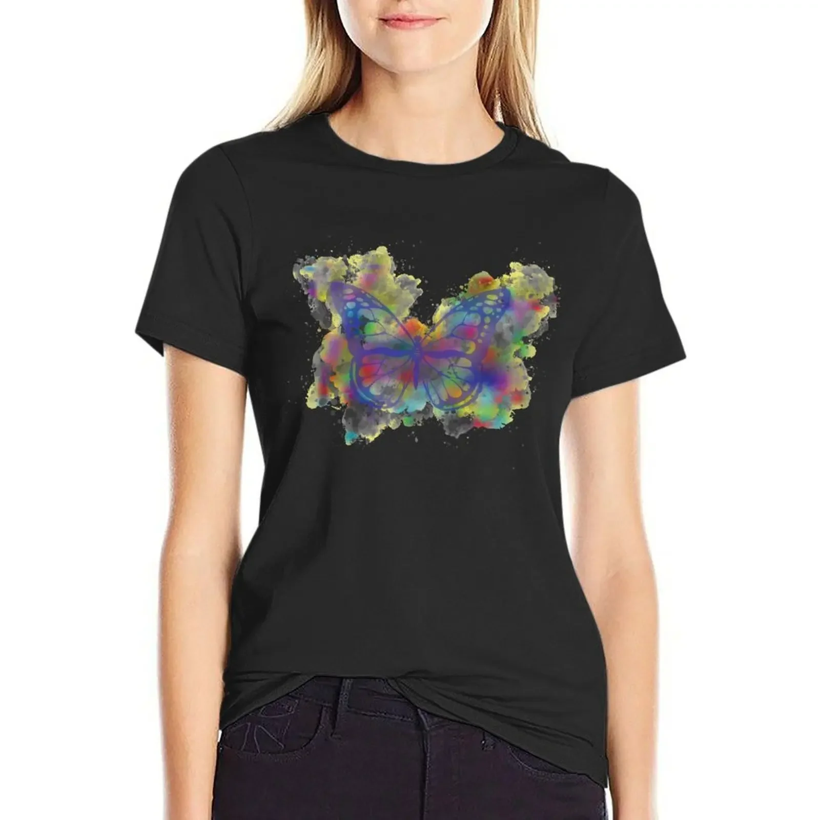 

Watercolor Butterfly T-Shirt summer tops animal prinfor vintage new edition t shirts for Women