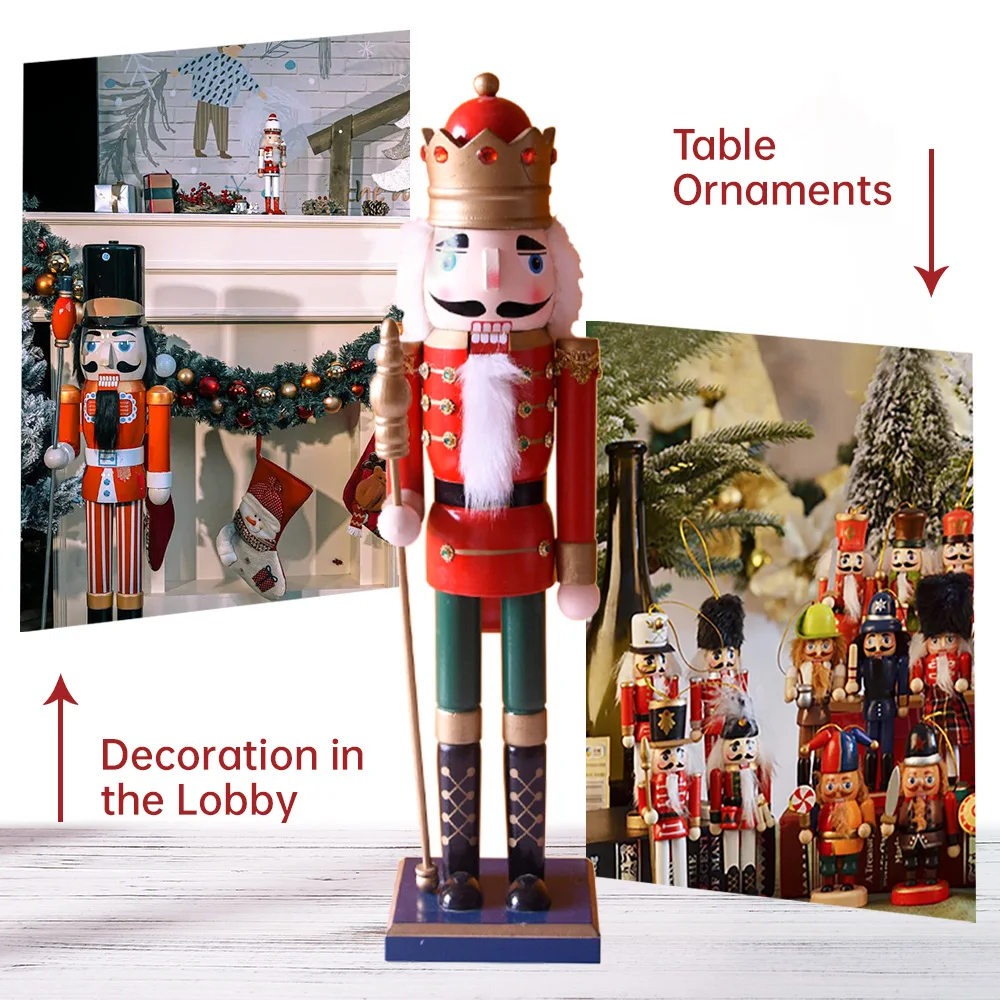 Cascanueces de Navidad de 50CM, adorno de Cascanueces de madera, figura de soldado rey, muñeca artesanal, juguete para regalo, decoración de escritorio para el hogar y la Oficina