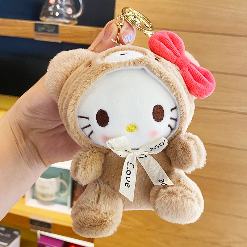 Sanrio Pluszowy Breloczek Zabawka Lalka Kawaii Hello Kitty Melody Cinnamoroll Kreskówka Zawieszka do Plecaka Dekoracja Prezent Urodzinowy dla Dziewczynki