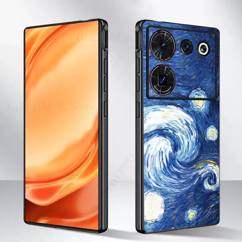 For ZTE nubia Z60 Ultra Starry Night Leather Phone Case For Nubia Z50S Pro Soft Silicone Bumper Splice Cover For nubia Z50 Ultra