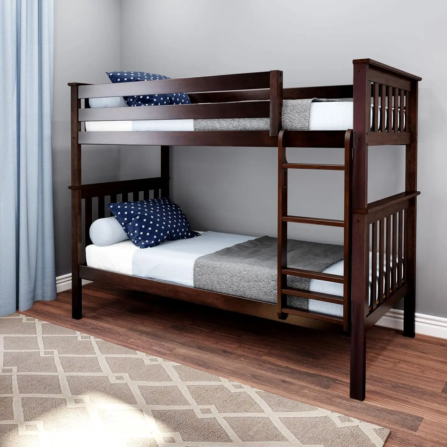 Bunk Bed Twin over Twin Solid Wood Bunk Bed Frame with Ladder for Kids 14