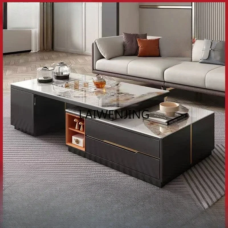 SGF Kung Fu coffee table one-body rock slab living room telescopic coffee table TV cabinet combination