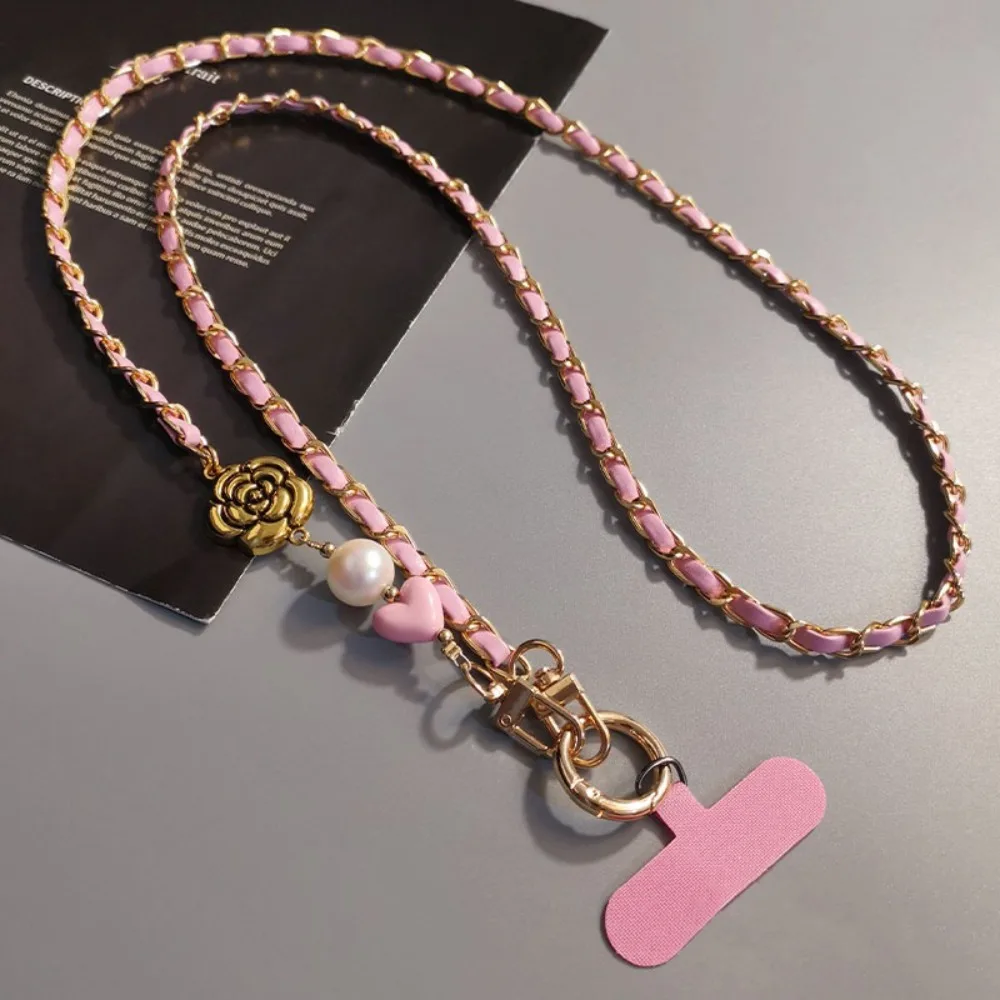 

Жемчужный диагональный ремешок для мобильного телефона, металлическая цепочка, камелия, веревка для телефона через плечо, длинный модный ремешок для мобильного телефона, путешествия на открытом воздухе