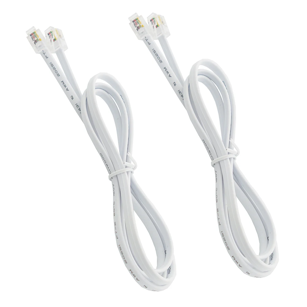 1M/2M/5M RJ9 4P4C Connector 4-core Flat Telephone Cable Signal Wire Handset Line White