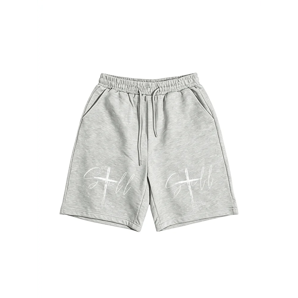 

Mens Spiritual Cross Graphic Shorts Drawstring Waist Casual Active Shorts For Golf Beach Workout
