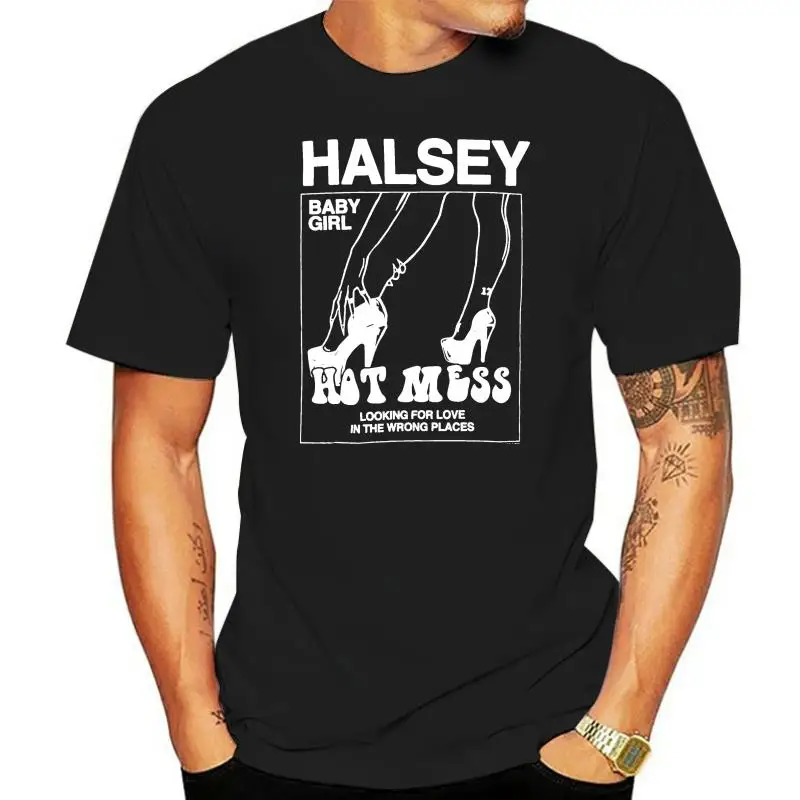 Halsey Men'S Hot Mess Mens Soft T Slim Fit T-Shirt Black Breathable Tee Shirt