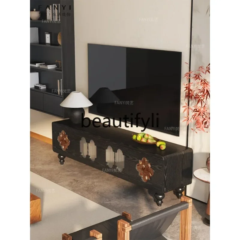 CC Walnut TV Cabinet Living Room TV Storage Cabinet Integrated Living Room Floor-standing