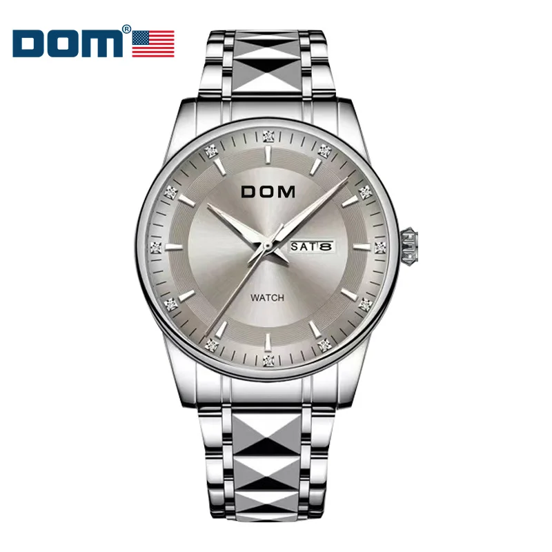 Dom Herren uhr Mode einfache Uhr männliche Handels uhr Stahlgitter Sport Armbanduhren Quarz einfache Freizeit uhr für Männer