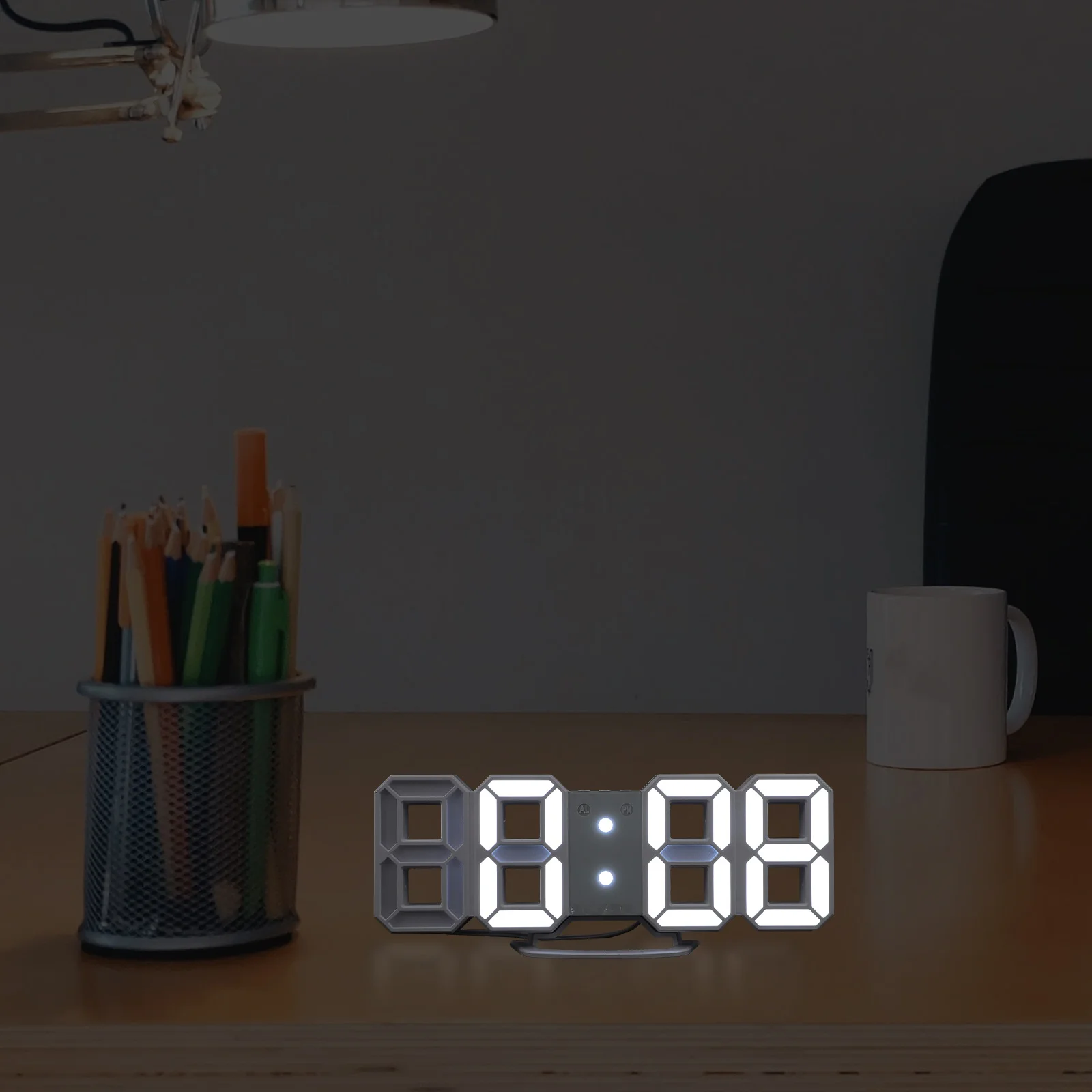 

LED Wall Clock Digital for Bedroom Clocks Wall-mounted Large Number Plastic Living Office Compact