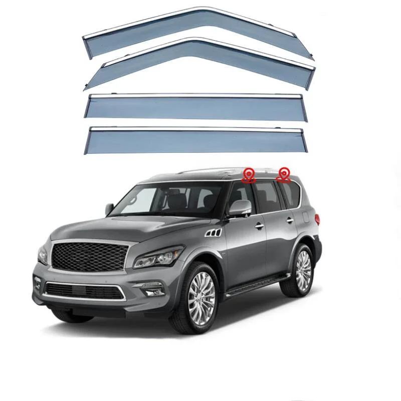 Window Visor Rain Guard Side Window Deflector Weather Shield For Infiniti QX80 2013 2014 2015 2016 2017 2018 2019 2020 2021 2022