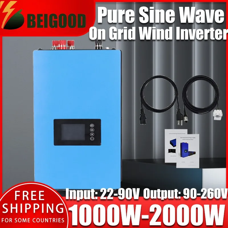 1000W 24V 48V Wind On Grid Tie Inverter with Limiter Wind Turbine Generator WiFi Monitor Battery Discharge DC22-90V to AC95-265V